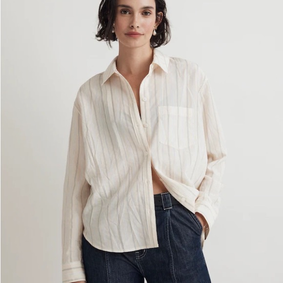 Madewell Drapey Oversized Boyshirt in Stripe - Picture 3 of 6